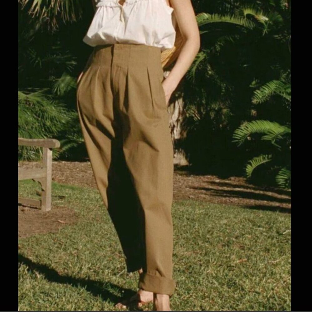 NWT Doen Louvre Pant Boscage Brown Tan Khaki Camel Size 6